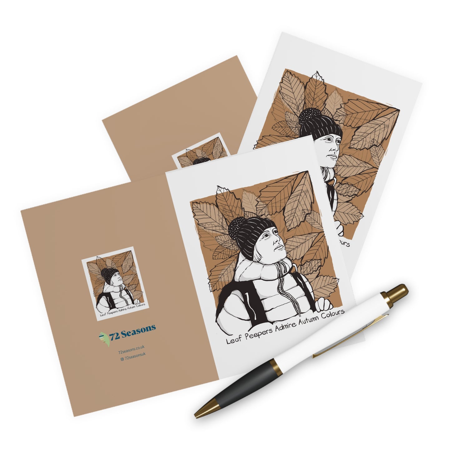 Leaf Peepers Admire Autumn Colours greeting card (5 pack)