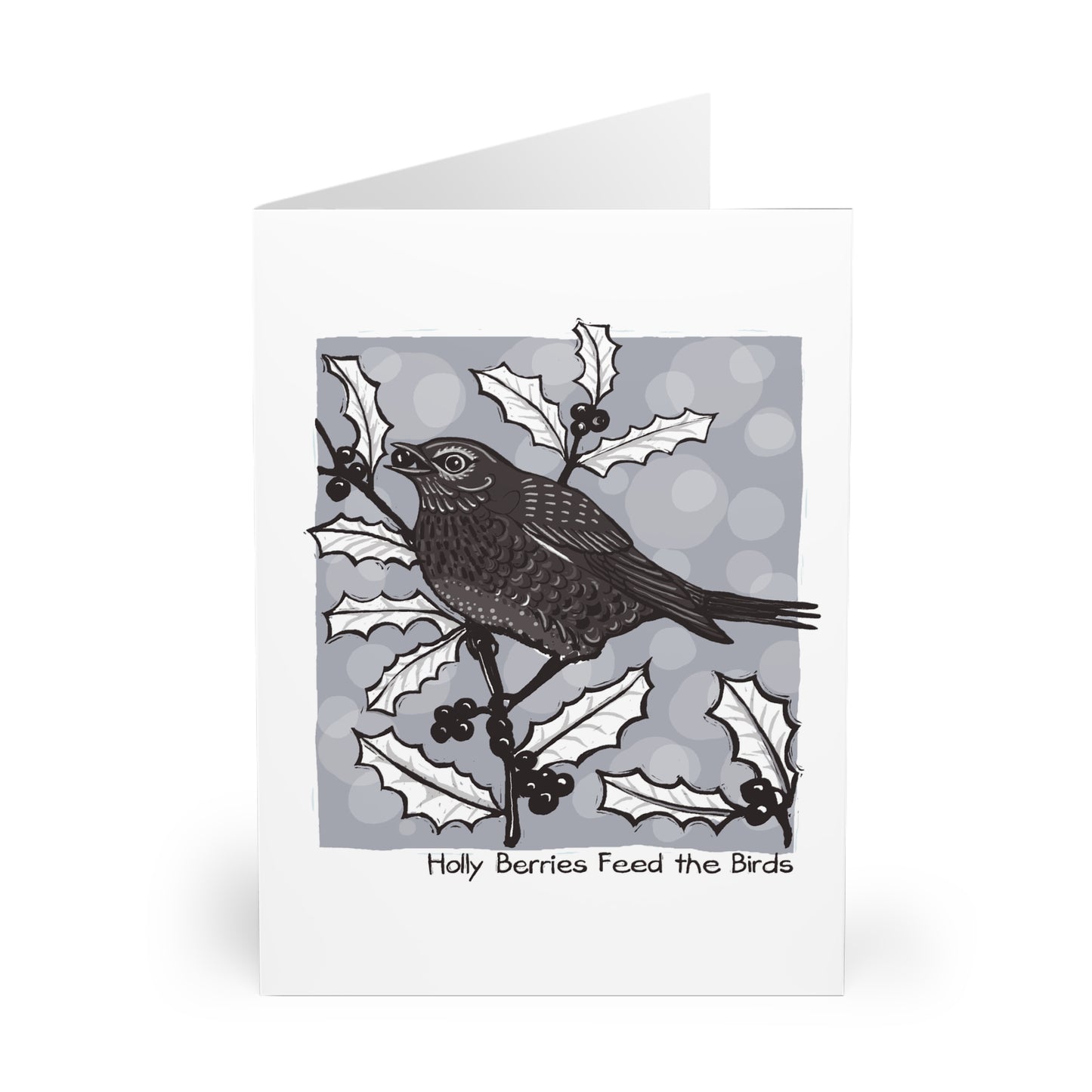 Holly Berries Feed The Birds greeting card (5 pack)