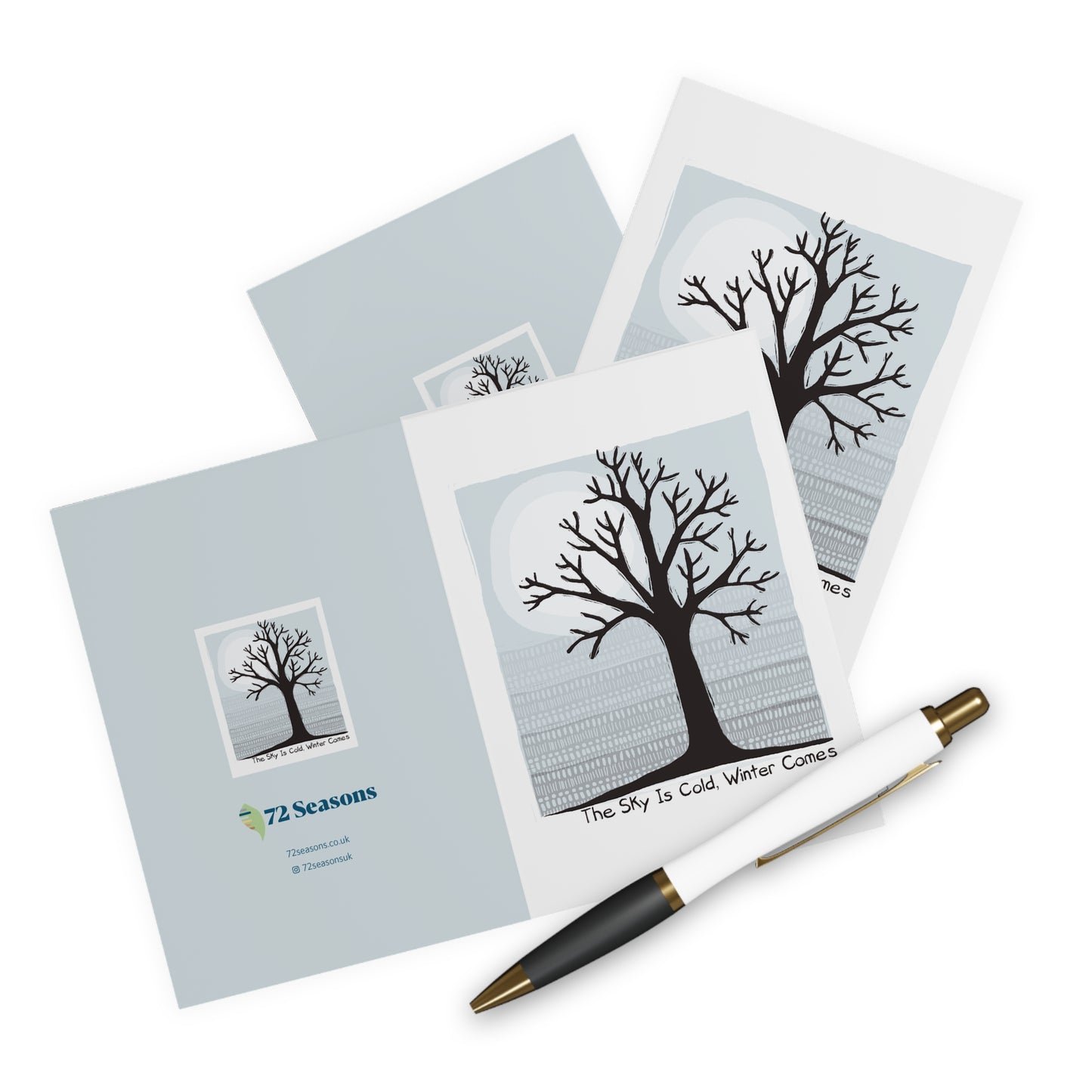 The Sky Is Cold, Winter Comes greeting card (5 pack)