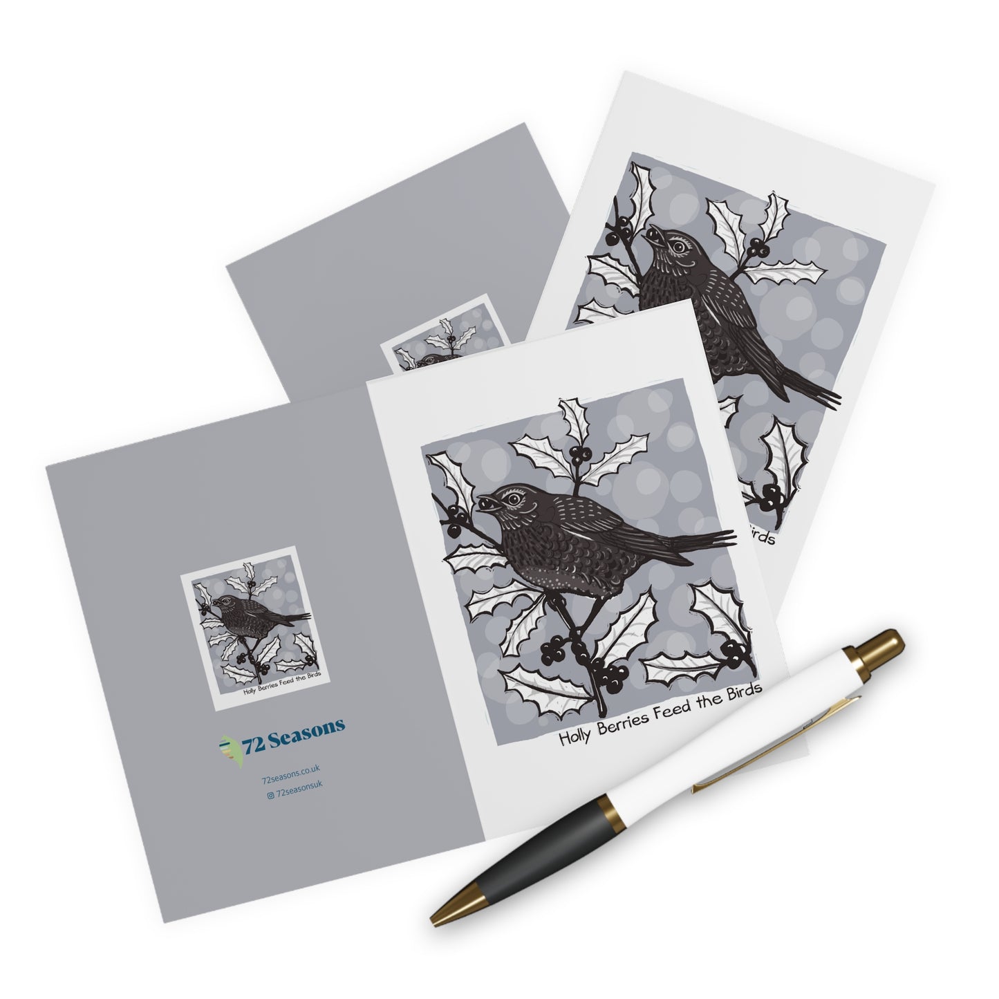 Holly Berries Feed The Birds greeting card (5 pack)