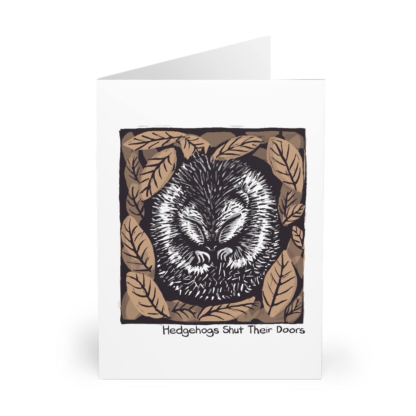 Hedgehogs Shut Their Doors greeting card (5 pack)