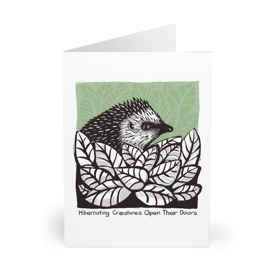 Hibernating Creatures Open Their Doors greeting card (5 pack)