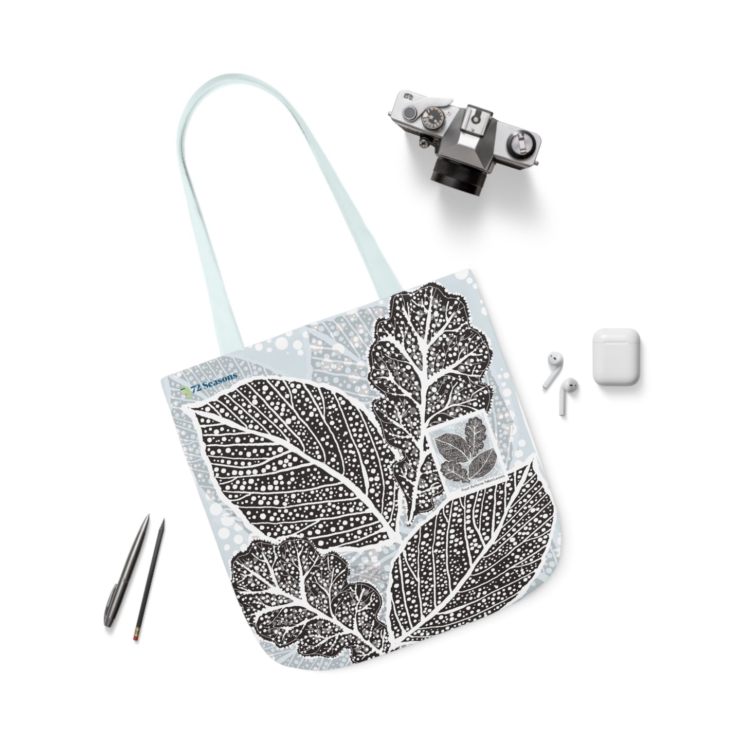 Frost Patterns Fallen Leaves Canvas Tote Bag