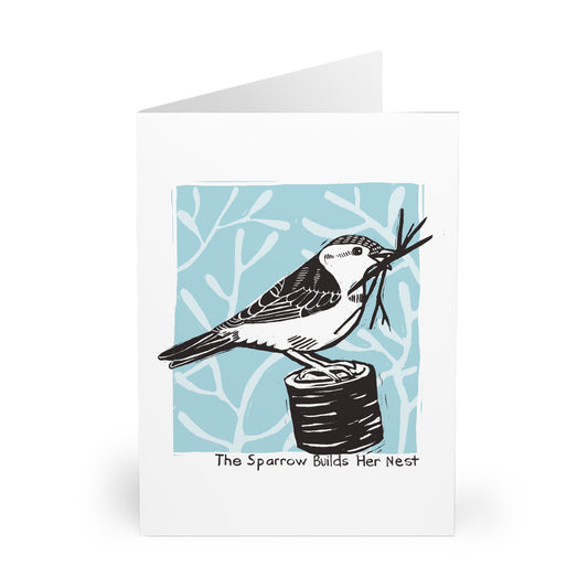 The Sparrow Builds Her Nest greeting card (5 pack)