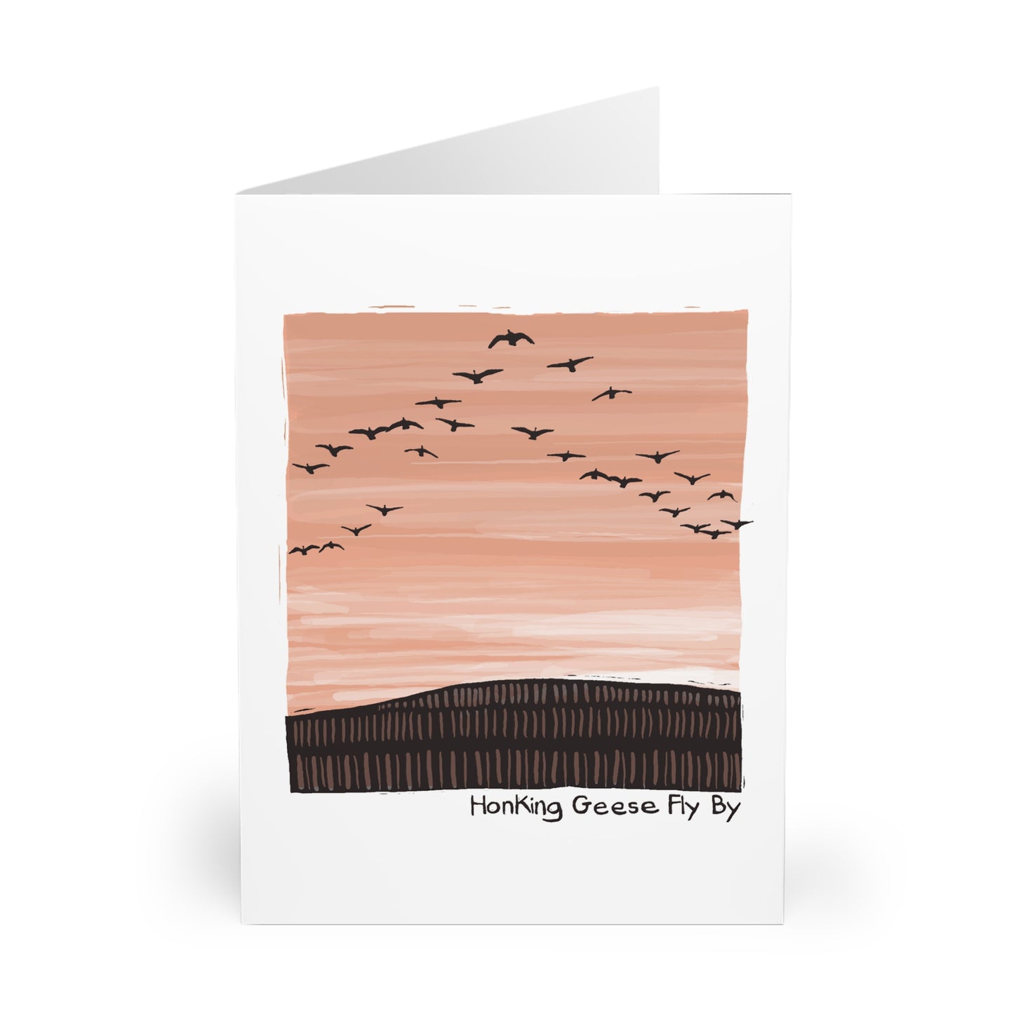 Honking Geese Fly By greeting card (5 pack)