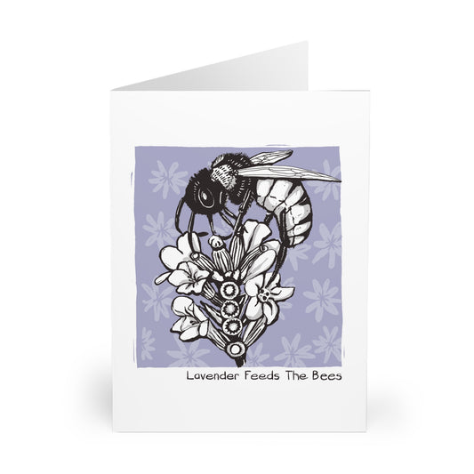 Lavender Feeds The Bees greeting card (5 pack)