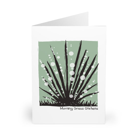 Morning Grass Glistens greeting card (5 pack)