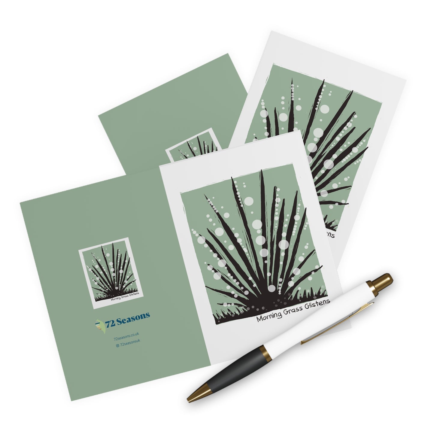 Morning Grass Glistens greeting card (5 pack)