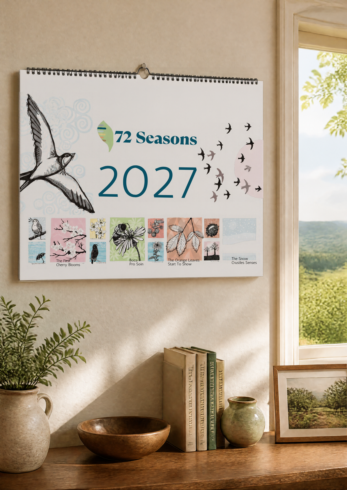 72 Seasons 2027 Wall Calendar – A4 Landscape.