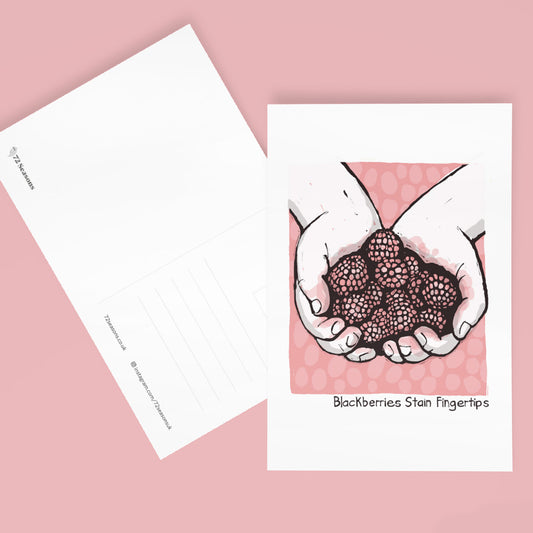 Blackberries Stain Fingertips postcard