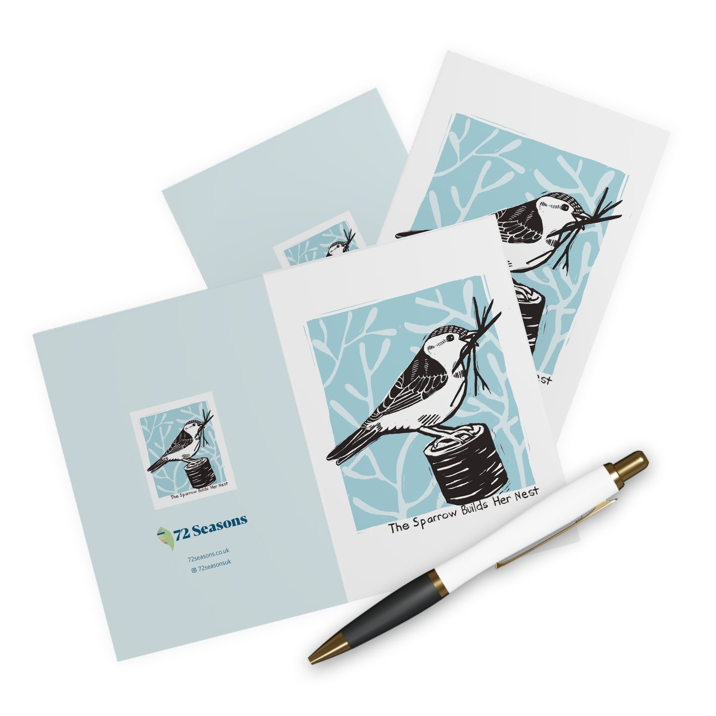 The Sparrow Builds Her Nest greeting card (5 pack)