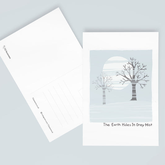 The Earth Hides In Grey Mist postcard