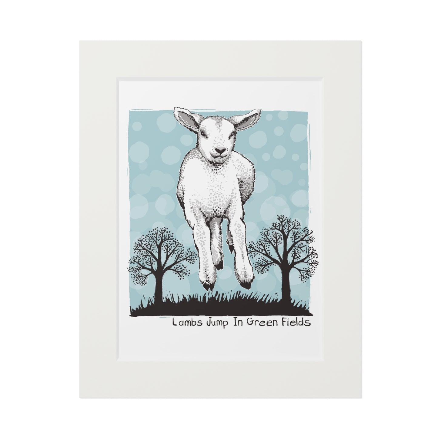 Lambs Jump In Green Fields Fine Art Print